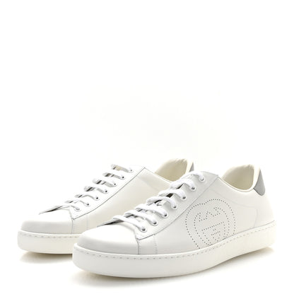 Gucci Calfskin Interlocking G Perforated Mens Ace Sneakers 12 White Grey Sky 4 of 9