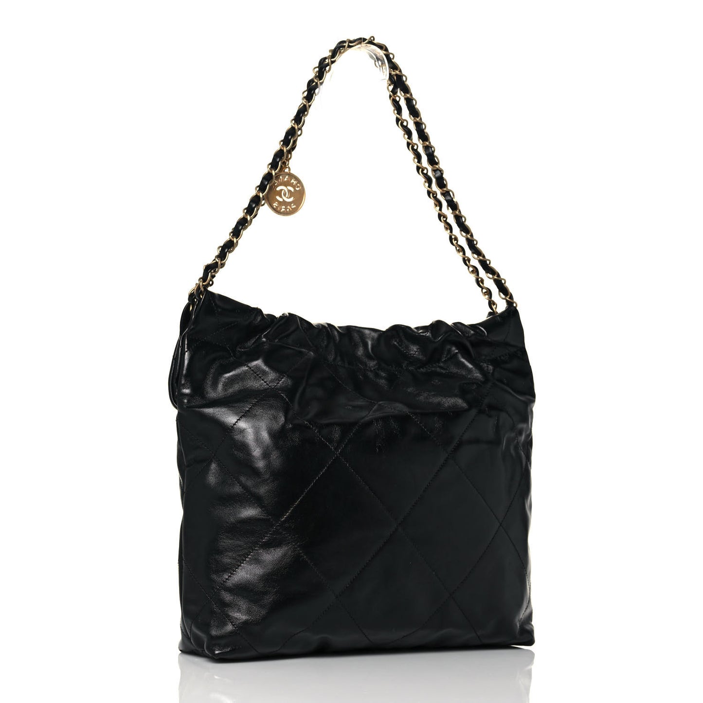 Shiny Calfskin Quilted Small Chanel 22 Black