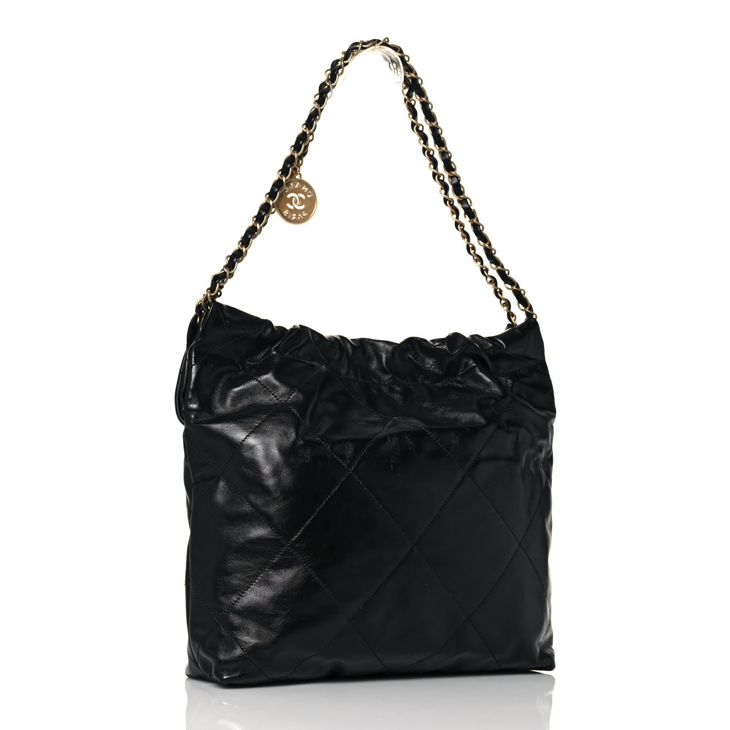 Chanel Shiny Calfskin Quilted Small Chanel 22 Black 3 of 14