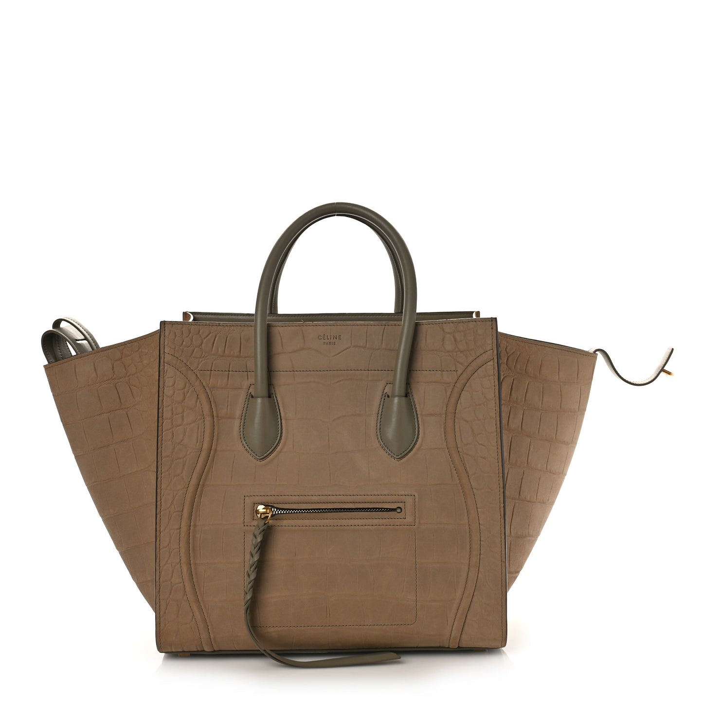 Crocodile Embossed Nubuck Medium Phantom Luggage Beige