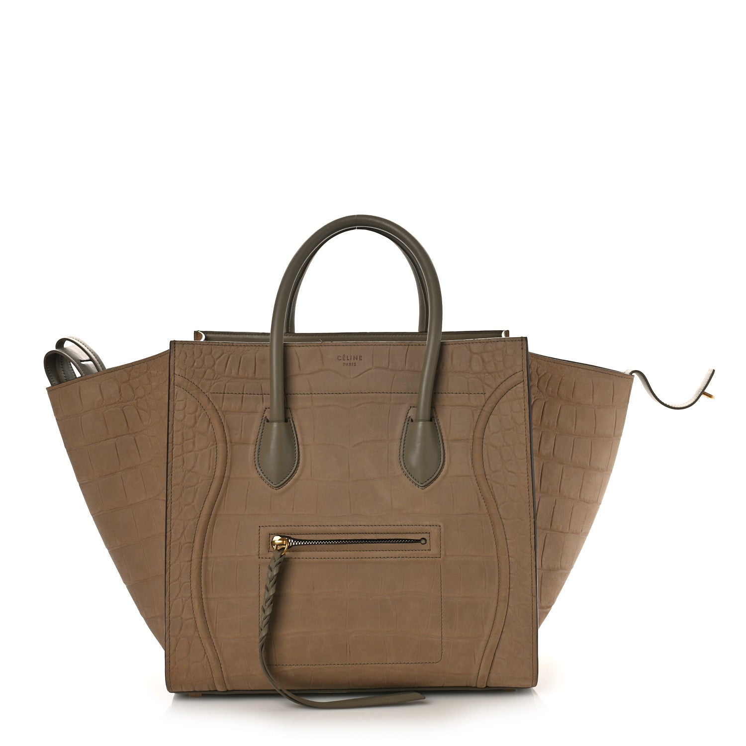 Celine Crocodile Embossed Nubuck Medium Phantom Luggage Beige 1 of 11