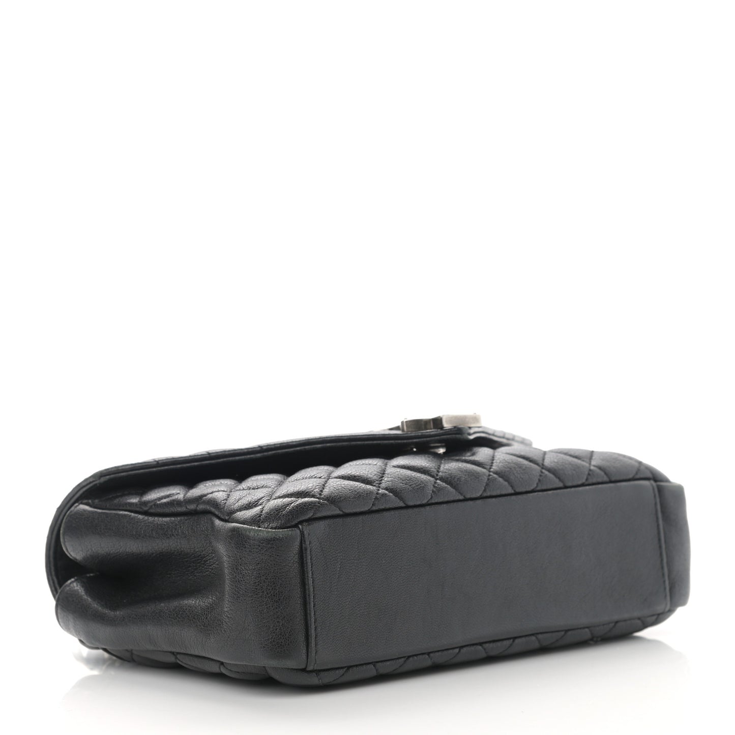 Sheepskin Tri-Quilt Monogram Medium College Bag Black