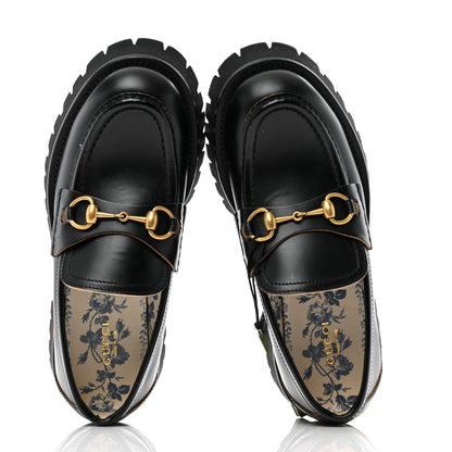 Gucci Cordovan Lux Womens Harald Horsebit 25mm Platform Loafers 38.5 Black 2 of 11