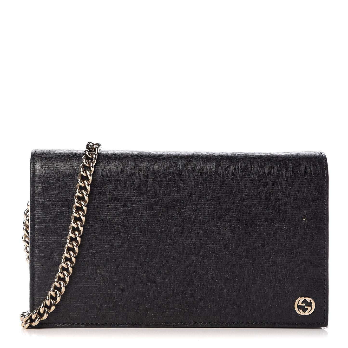 Textured Calfskin Medium Betty Chain Wallet Black