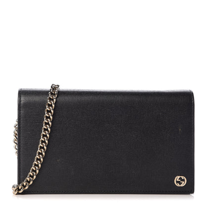 Gucci Textured Calfskin Medium Betty Chain Wallet Black 1 of 11