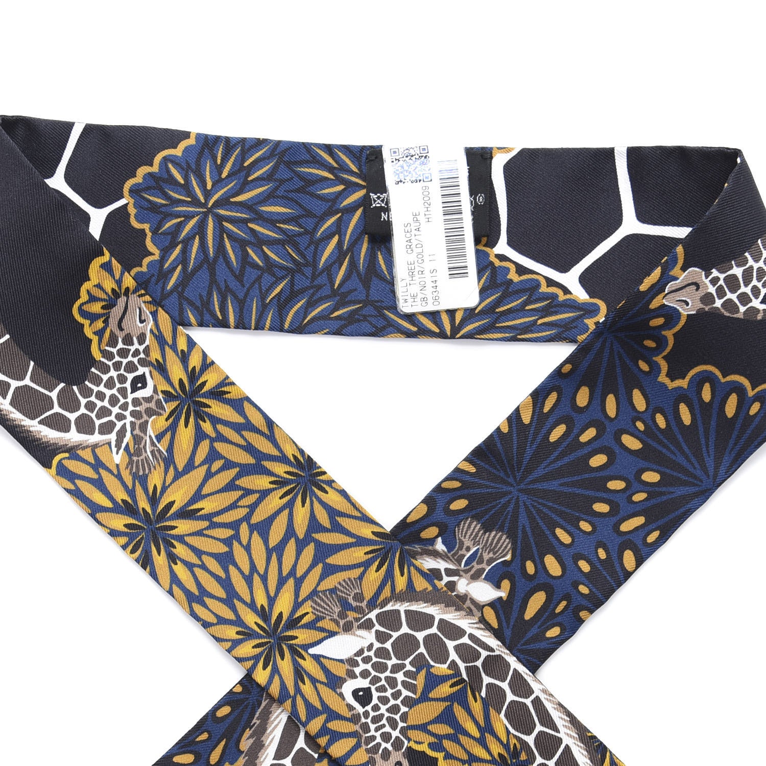 Hermes Silk Three Graces Twilly Black Gold Taupe 2 of 4