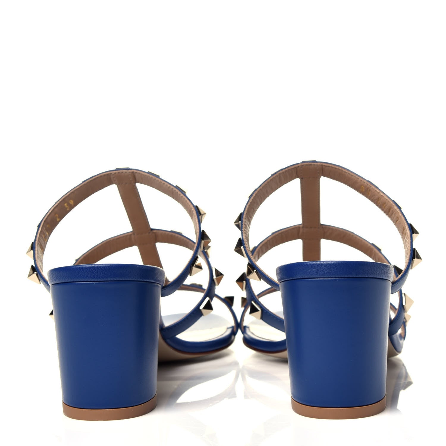 Valentino Garavani Calfskin Rockstud 60mm Caged Slide Sandals 39 Blu Delft 5 of 13