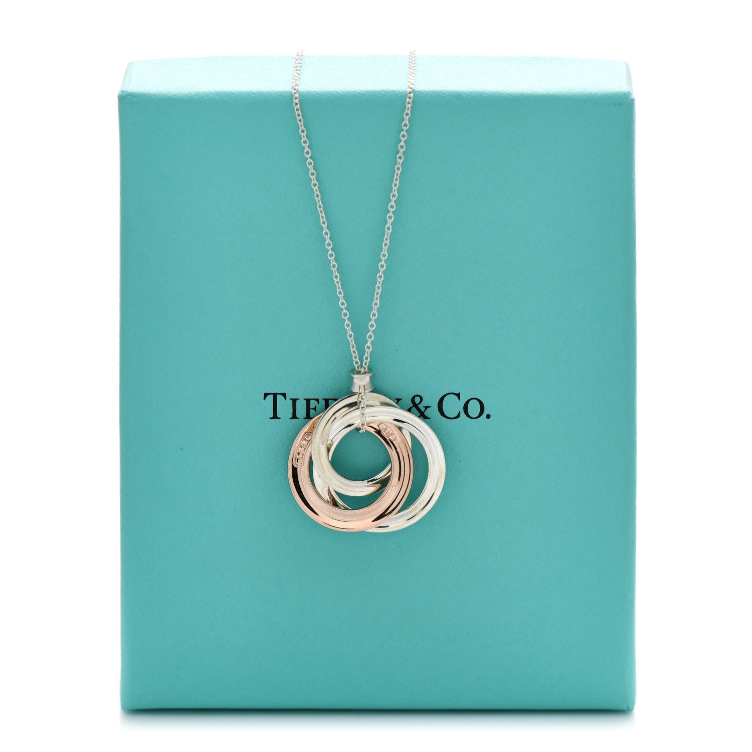 Tiffany Sterling Silver Rubedo 1837 Circles Pendant Necklace 7 of 7