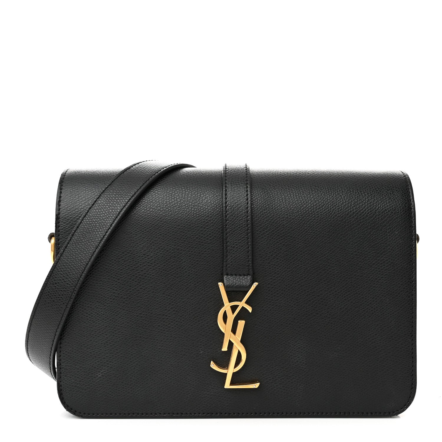 Saint Laurent Textured Calfskin Medium Classic Monogram Universite Bag Black 1 of 18