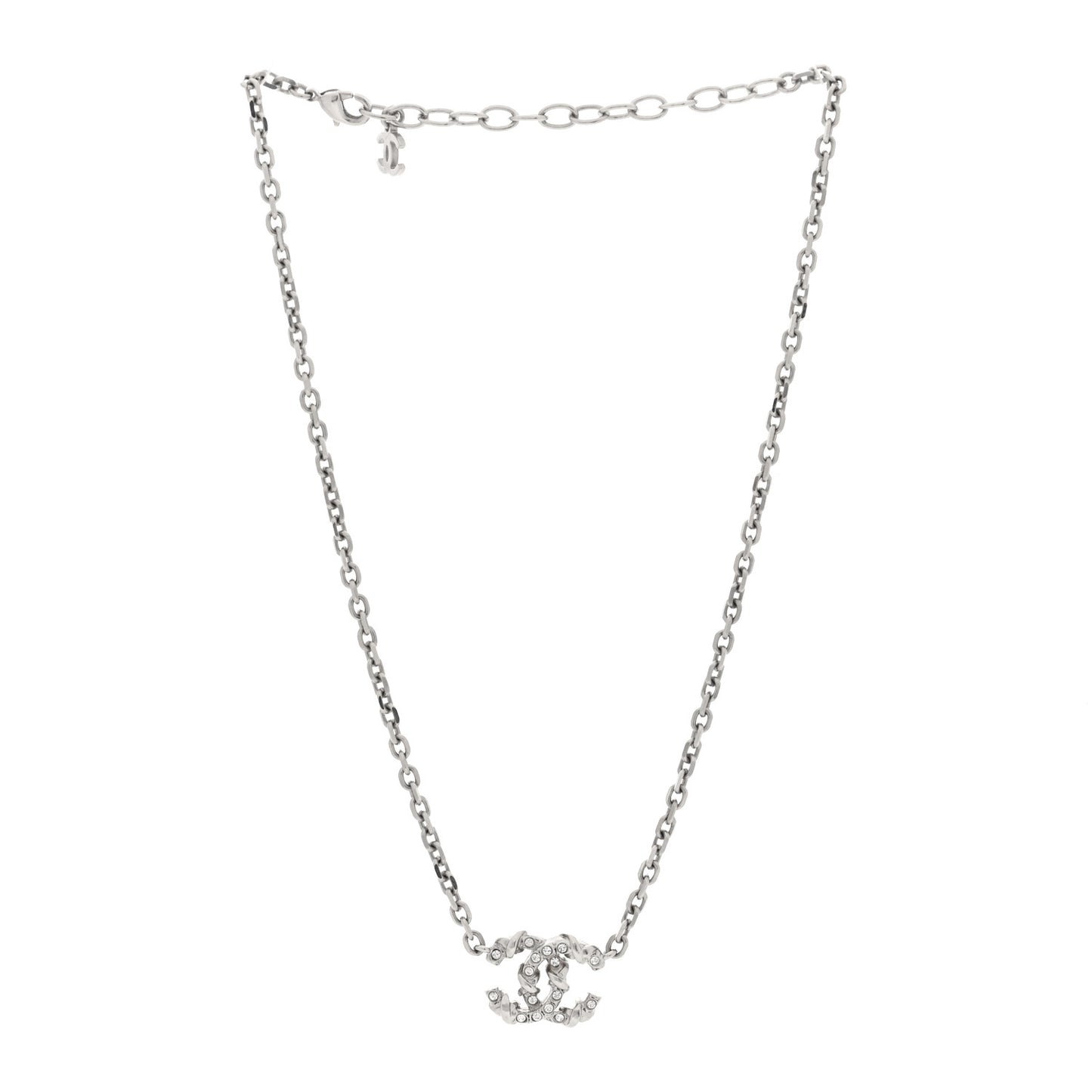 Crystal CC Pendant Necklace Silver