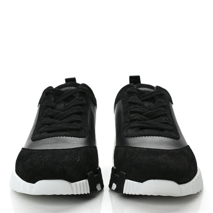Hermes Calfskin Suede Goatskin Bouncing Sneakers 37.5 Black 2 of 10