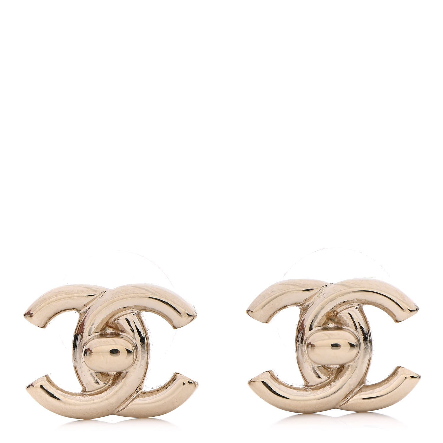 Chanel Metal CC Turnlock Earrings Gold 1 of 4