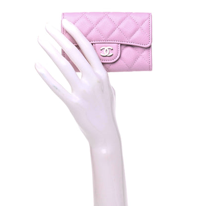 Chanel Caviar Quilted Flap Card Holder Wallet Light Pink 2 of 9