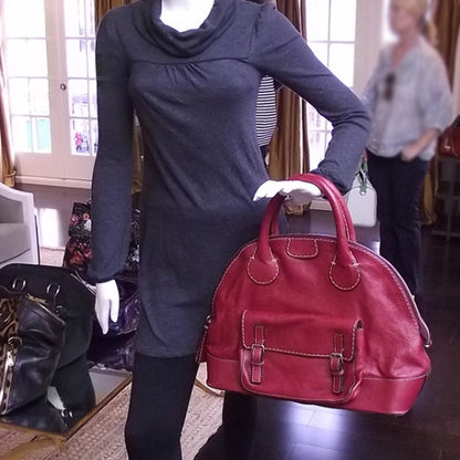 Chloe Calfskin Edith Dome Bowler Red 2 of 10