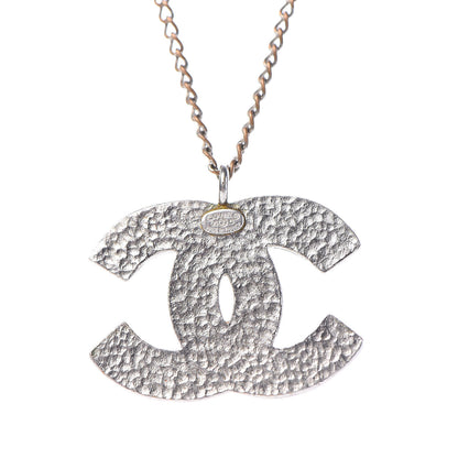 Chanel Enamel Striped CC Necklace Orange Silver 5 of 6