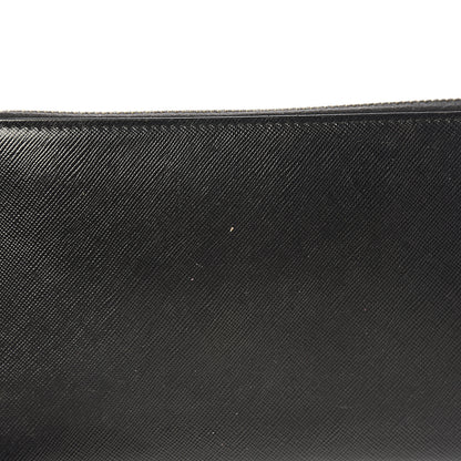 Prada Saffiano Metal Large Zip Around Travel Wallet Black 6 of 9
