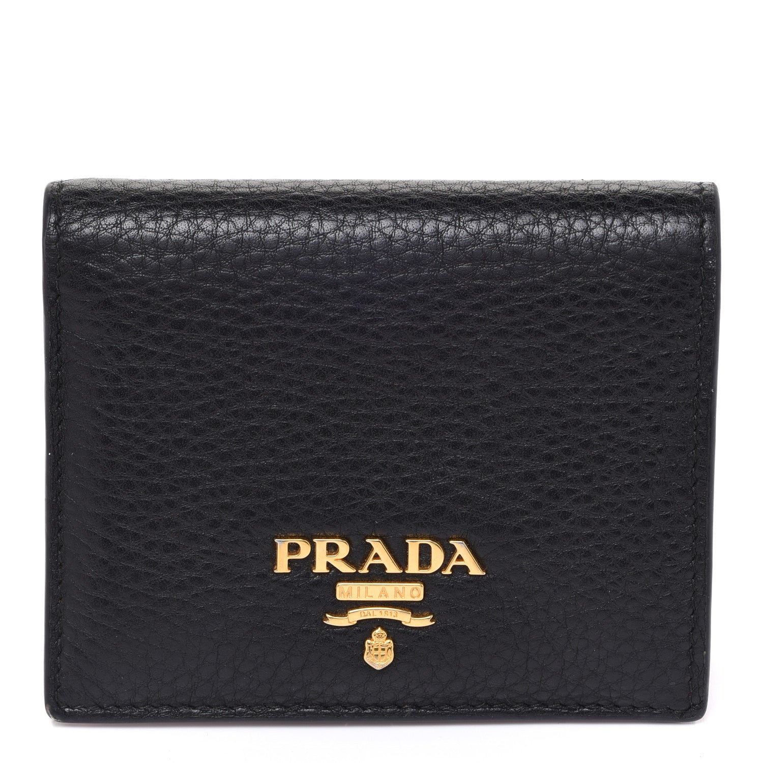 Prada Vitello Daino Small Bi-Fold Wallet Black Fuoco 1 of 7
