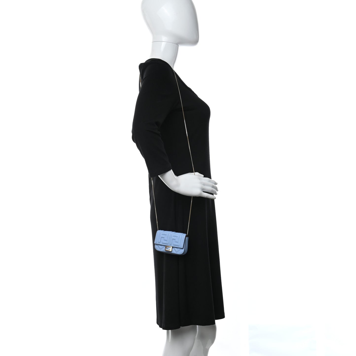Nappa Matisse FF Embossed Nano Baguette Charm Placid Blue