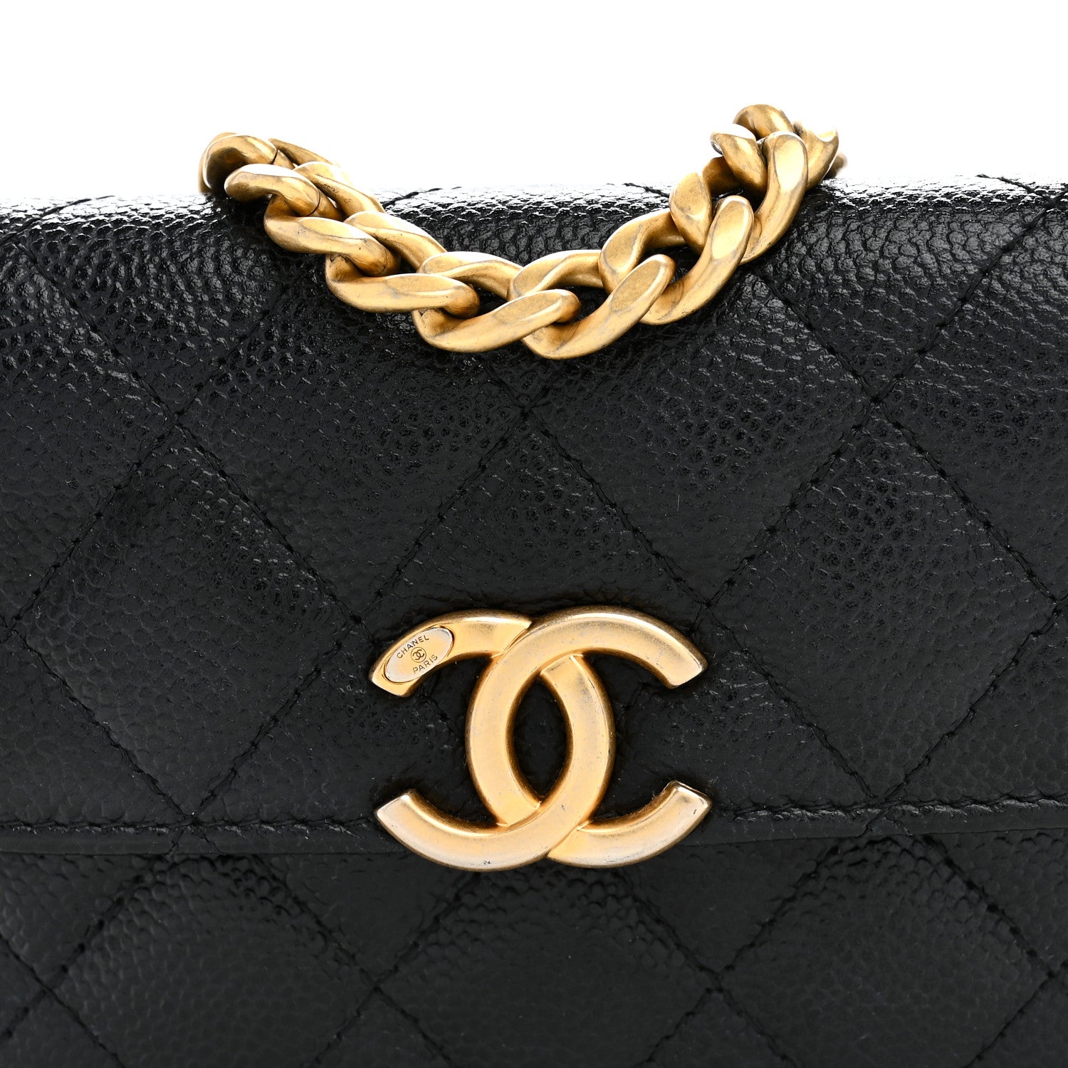 Chanel Shiny Caviar Quilted Chain Melody Card Holder On Chain Black 9 of 12
