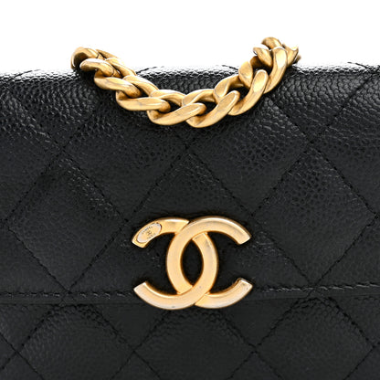 Chanel Shiny Caviar Quilted Chain Melody Card Holder On Chain Black 9 of 12