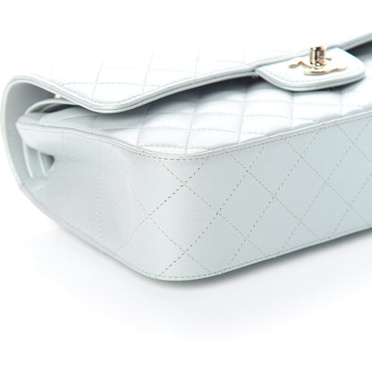 Chanel Iridescent Lambskin Quilted Medium Double Flap Light Blue 9 of 12