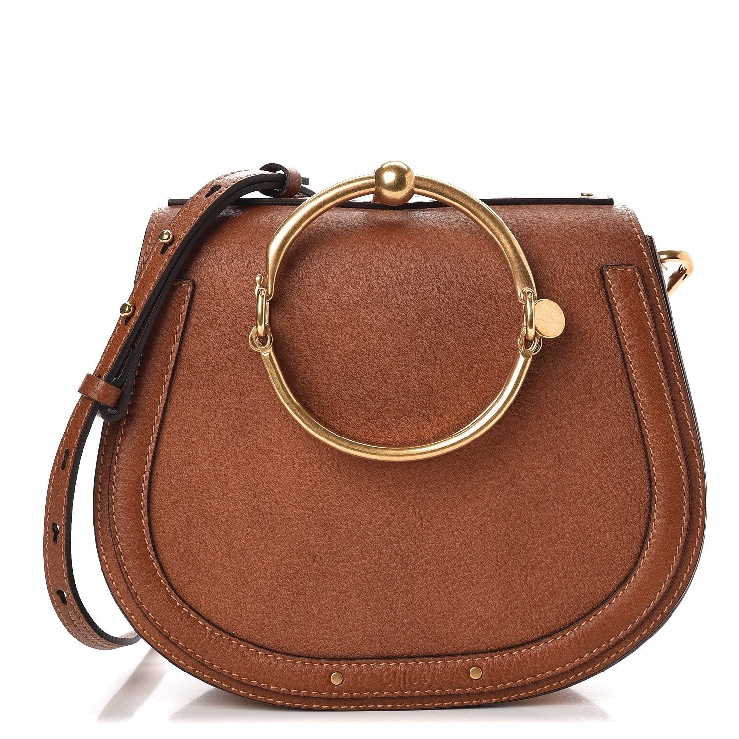Chloe Calfskin Suede Medium Nile Bracelet Bag Caramel 1 of 7