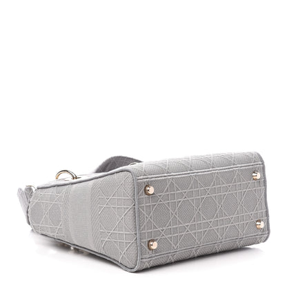 Christian Dior Canvas Embroidered Cannage Medium Lady D-Lite Gray 5 of 11