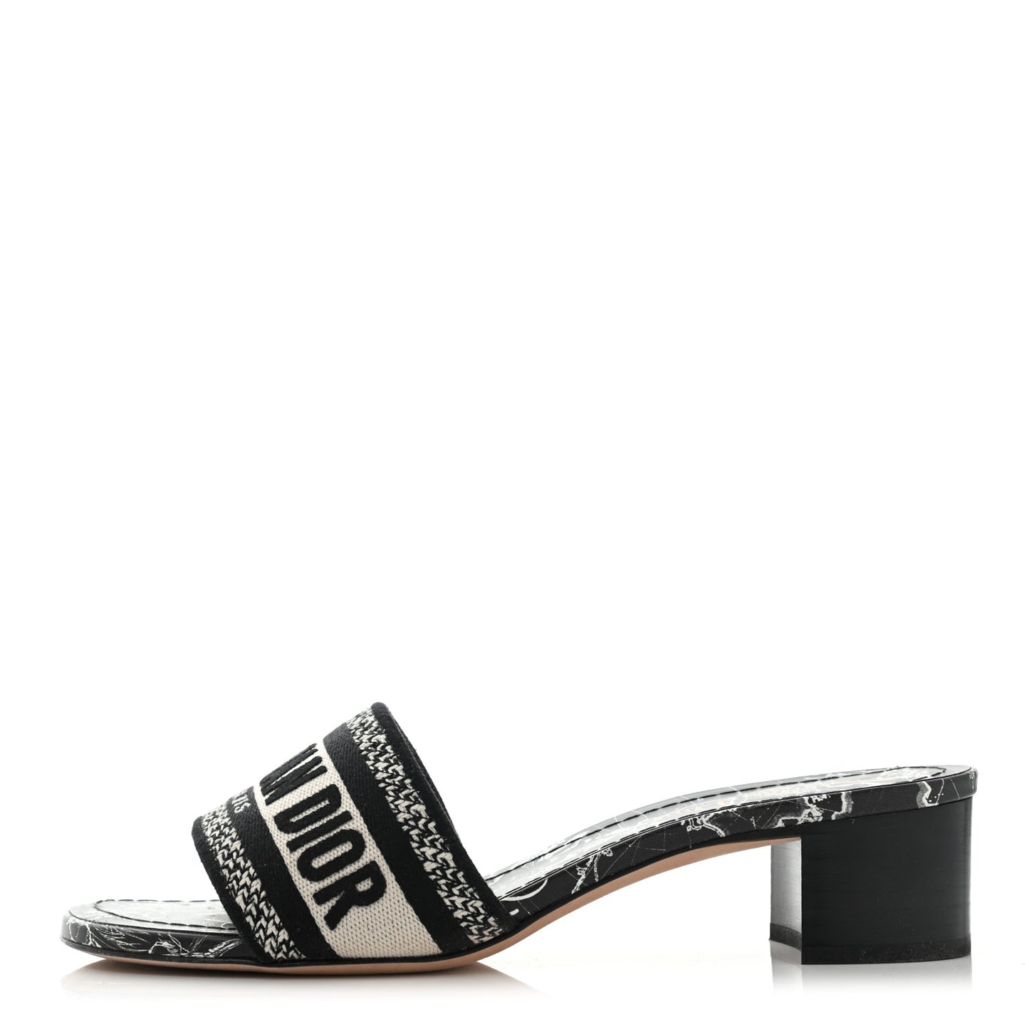 Canvas Around The World Embroidered Dway 40mm Slide Sandals 36.5 Black
