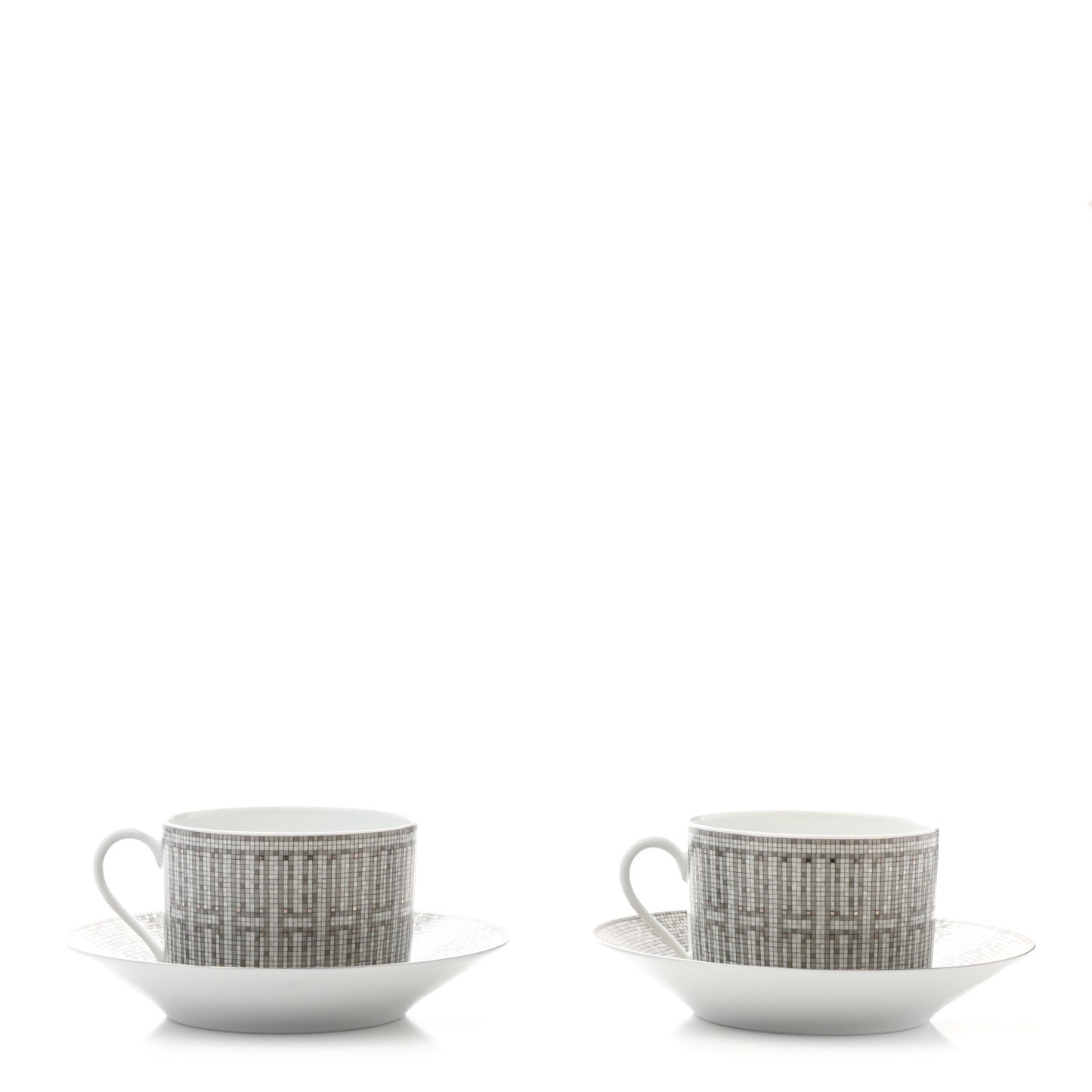 Porcelain Mosaique Au 24 Breakfast Cup And Saucer Set Of 2 Platine