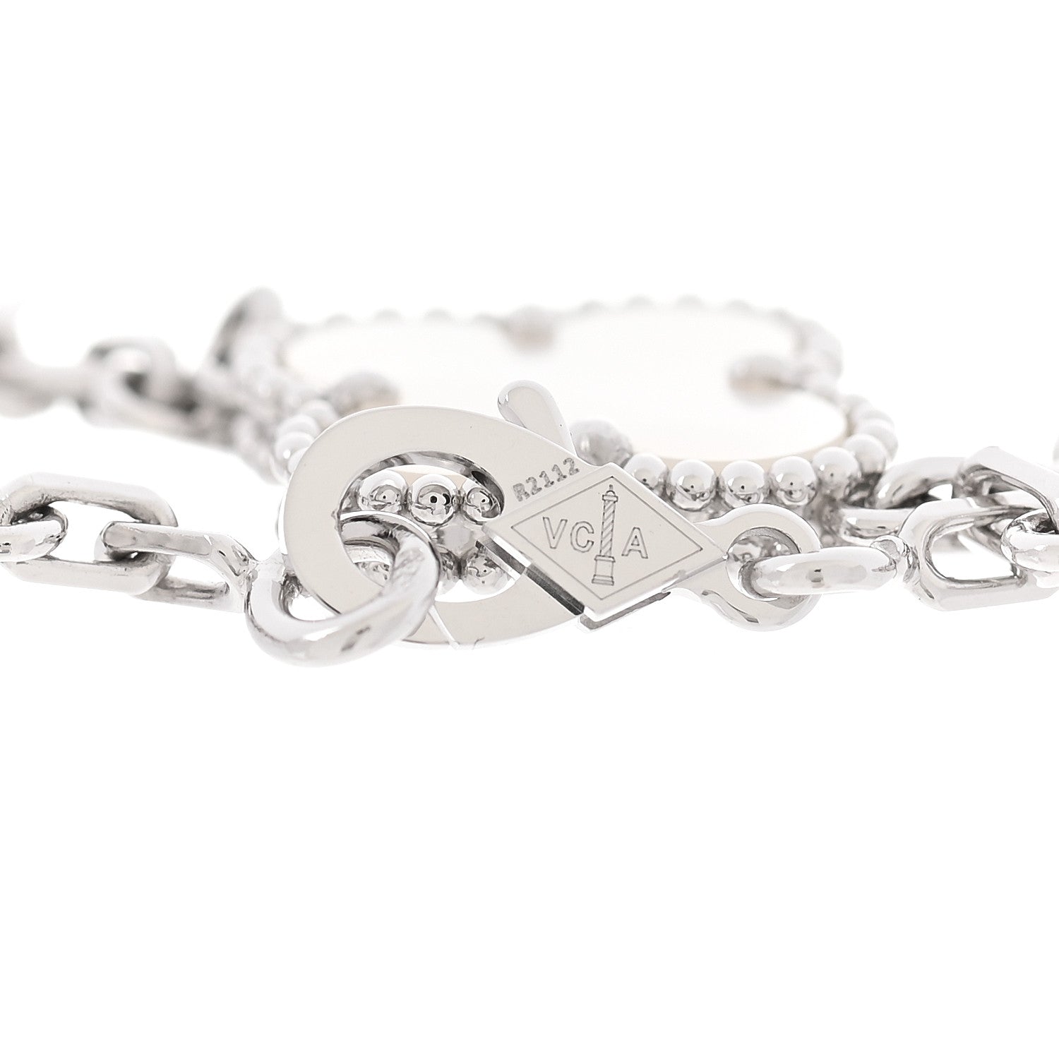 Van Cleef & Arpels 18K White Gold Mother of Pearl 5 Motifs Vintage Alhambra Bracelet 7 of 7
