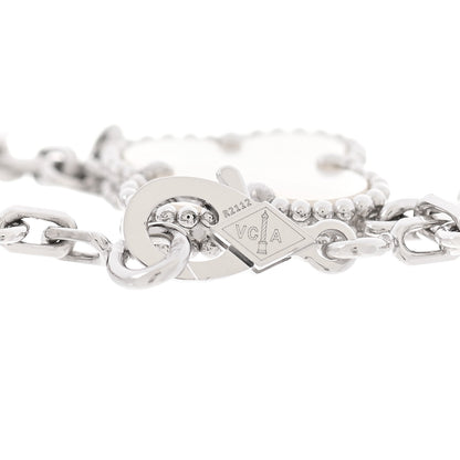 Van Cleef & Arpels 18K White Gold Mother of Pearl 5 Motifs Vintage Alhambra Bracelet 7 of 7
