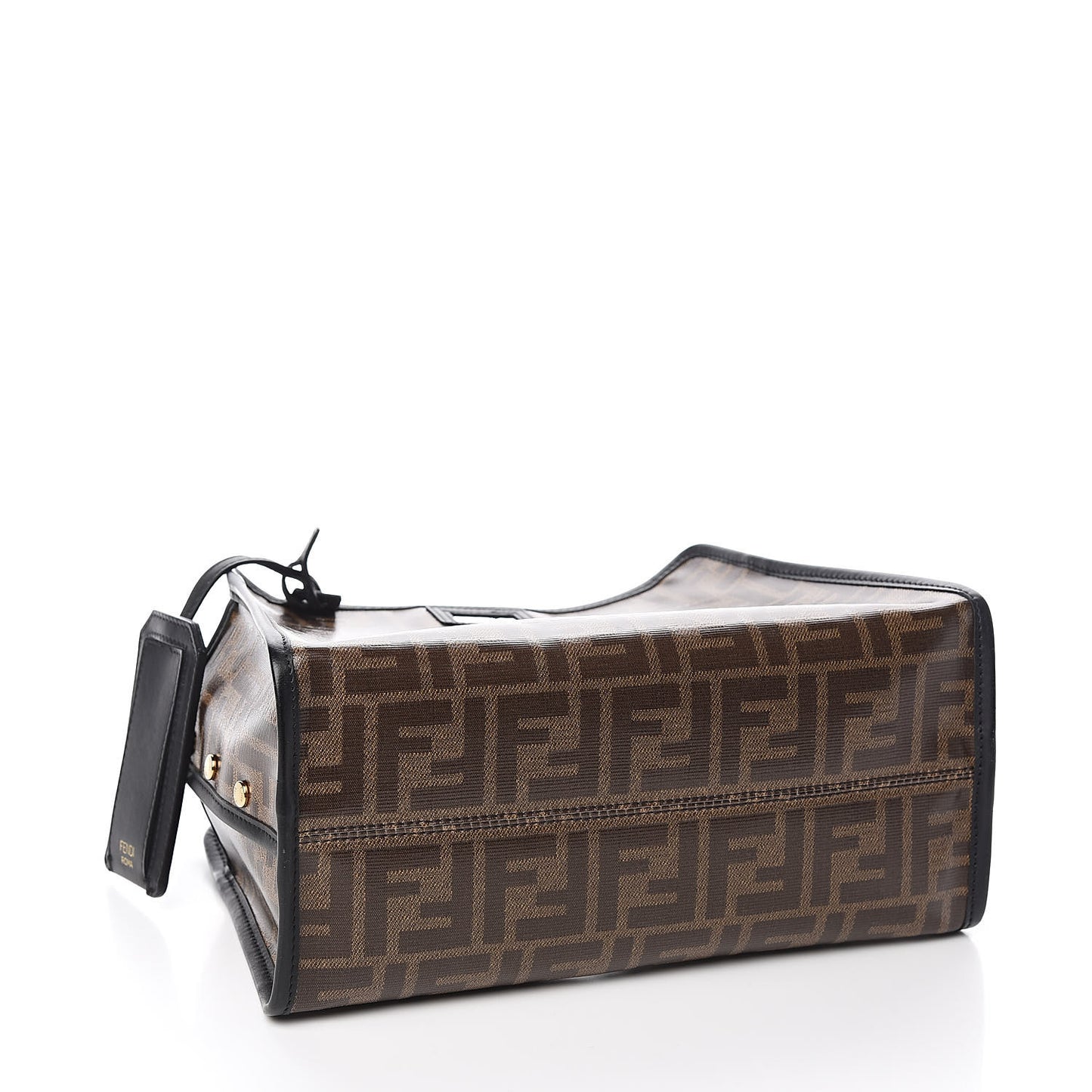 Glazed Fabric Vitello Century FF 1974 Stamp Patch Mini Peekaboo Defender Cover Mogano Panna Black