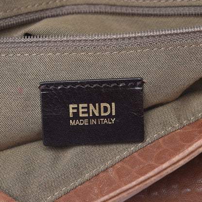 Fendi Crinkled Lambskin Colorblock Large Mia Shoulder Flap Camel Osso Naturale 6 of 17