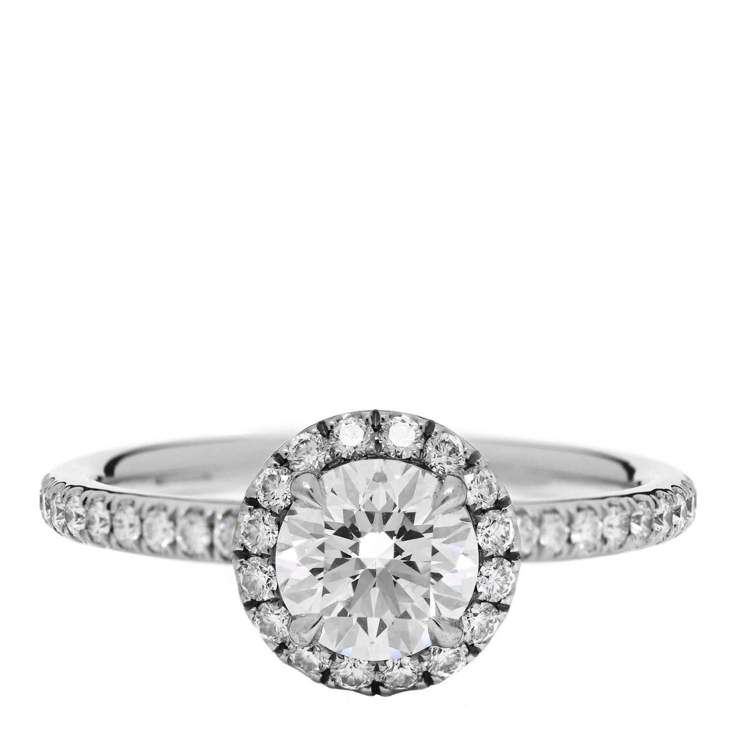 Harry Winston Platinum Diamond .57ct The One Round Brilliant Micropave Engagement Ring 47 4 1 of 7