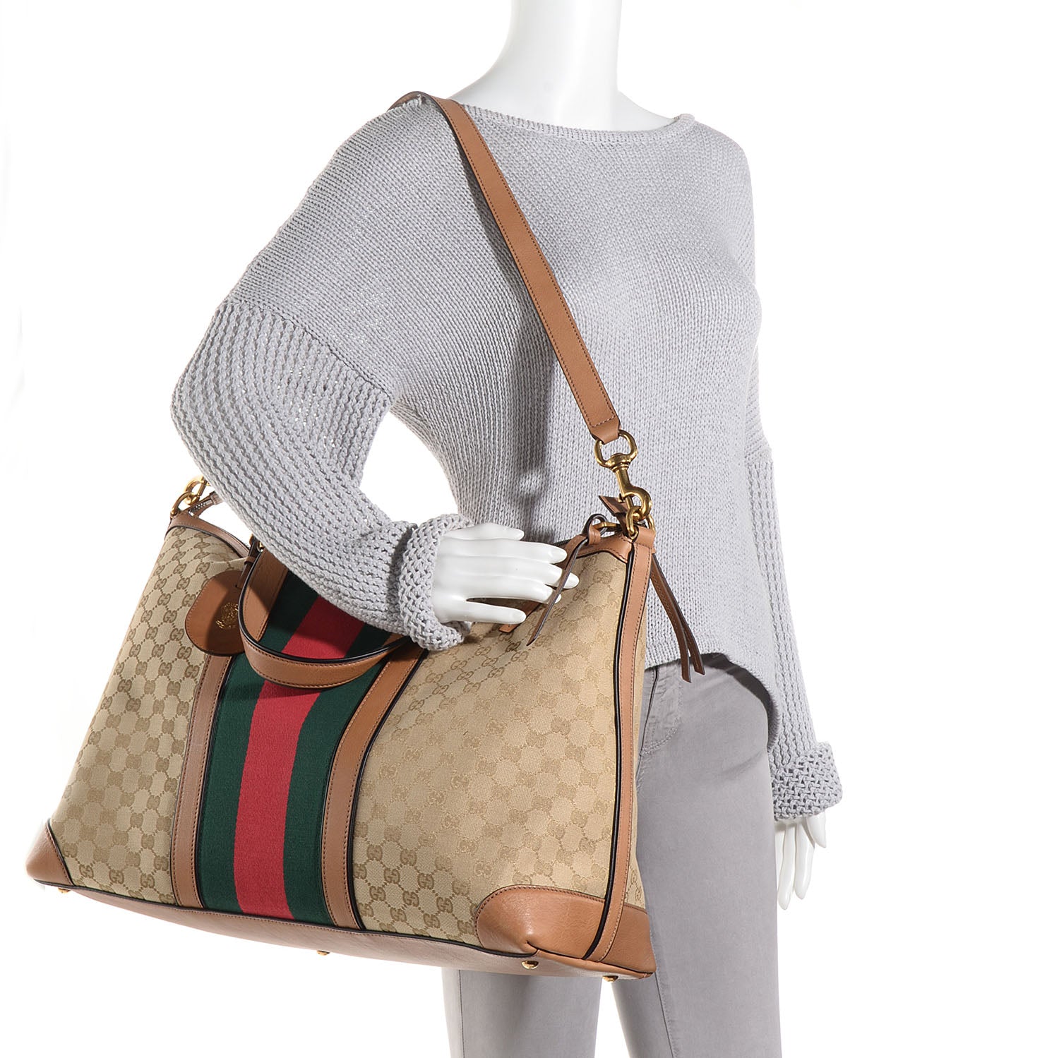 Gucci GG Canvas Monogram Large Rania Top Handle Bag New Sand 2 of 8