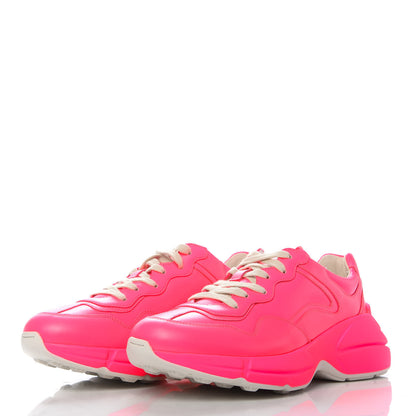 Gucci Calfskin Womens Rhyton Sneakers 38.5 Fluo Fuxia 2 of 10