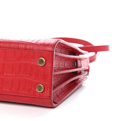 Saint Laurent Calfskin Crocodile Embossed Nano Sac De Jour Red 8 of 8