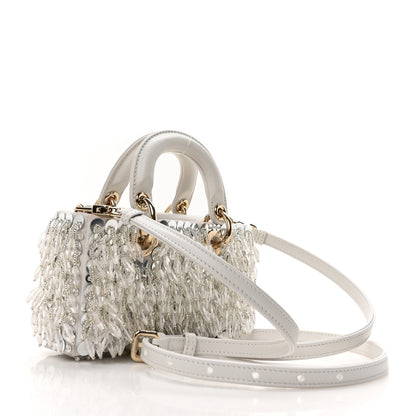 Christian Dior Lambskin Sequin Beaded Embroidered Micro Lady D-Joy White 3 of 10