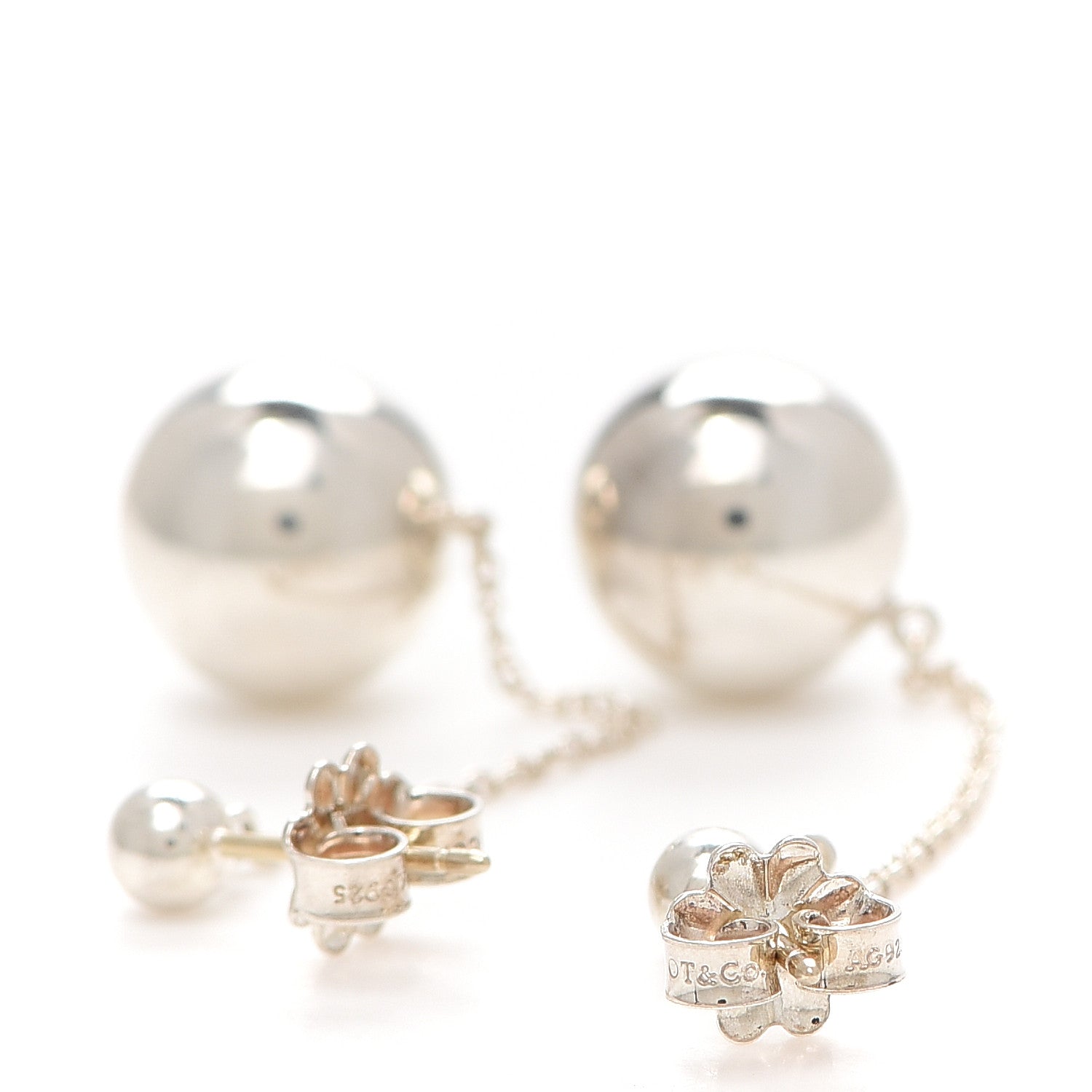 Tiffany Sterling Silver 10mm HardWear Ball Drop Earrings 2 of 3
