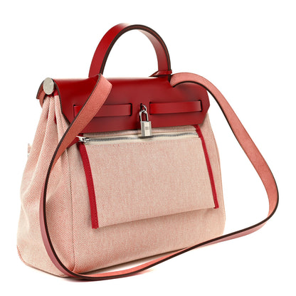Hermes Vache Hunter Toile Pegase Pop Herbag Zip Retourne 31 PM Rouge Piment 4 of 13