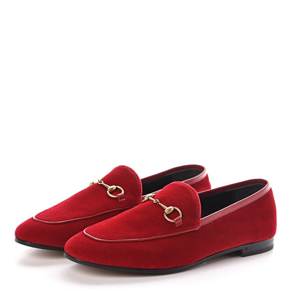 Gucci Velvet Horsebit Womens Jordaan Loafers 39 Hibiscus Red 3 of 8
