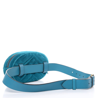Gucci Velvet Matelasse GG Marmont Belt Bag 85 34 Pavone Cyan 3 of 13