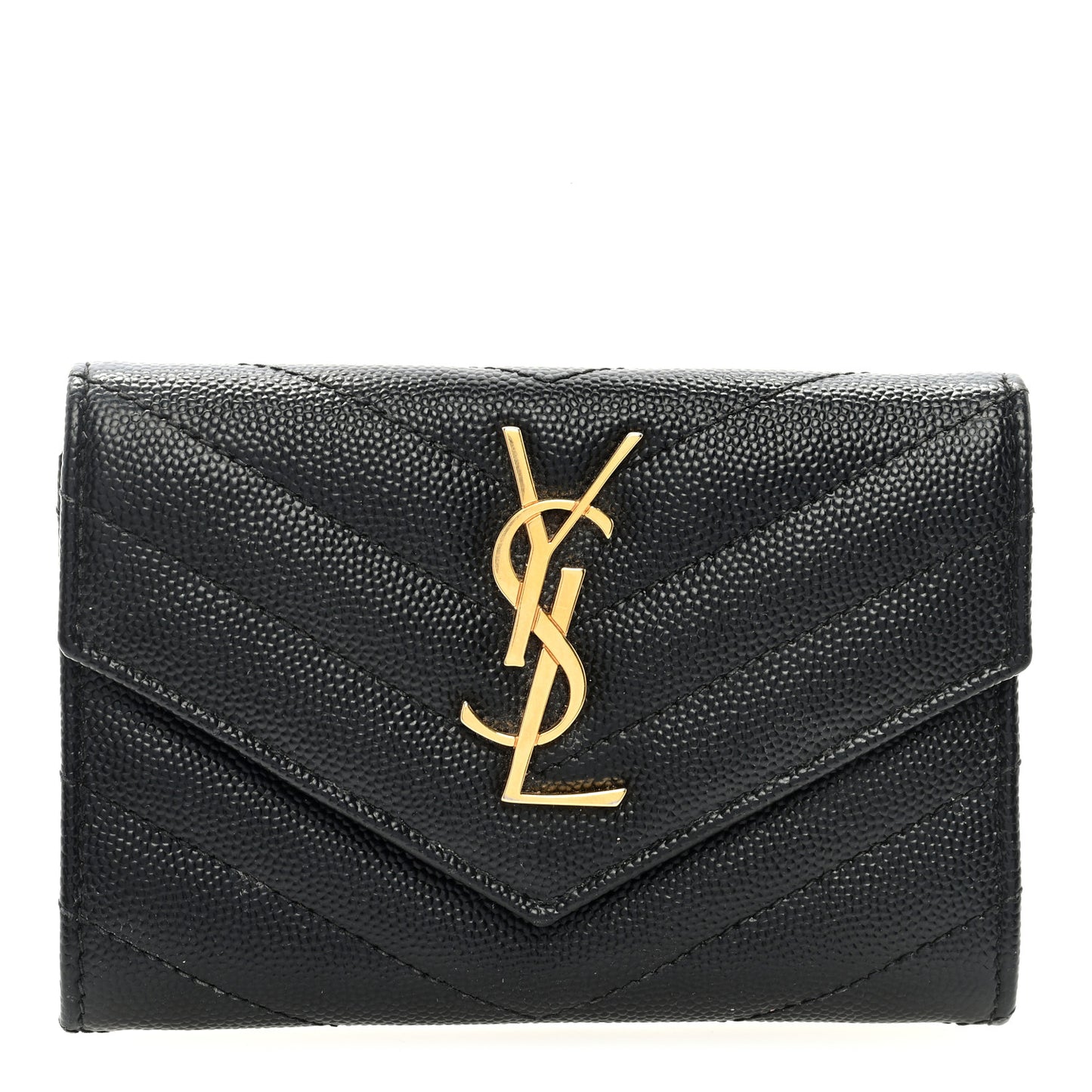 Grain De Poudre Matelasse Chevron Small Monogram Envelope Wallet Black