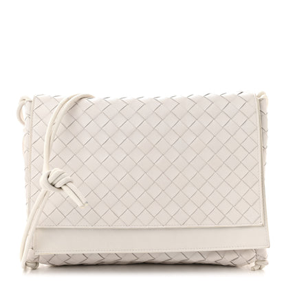 Bottega Veneta Nappa Intrecciato Medium Knot Flap Crossbody White 1 of 13