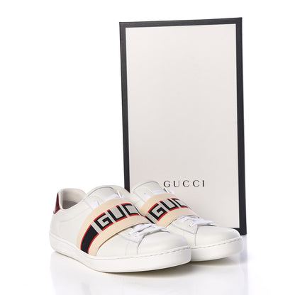 Gucci Calfskin Stripe Mens New Ace Sneakers 8 White Ecru Red Flame 22 of 22