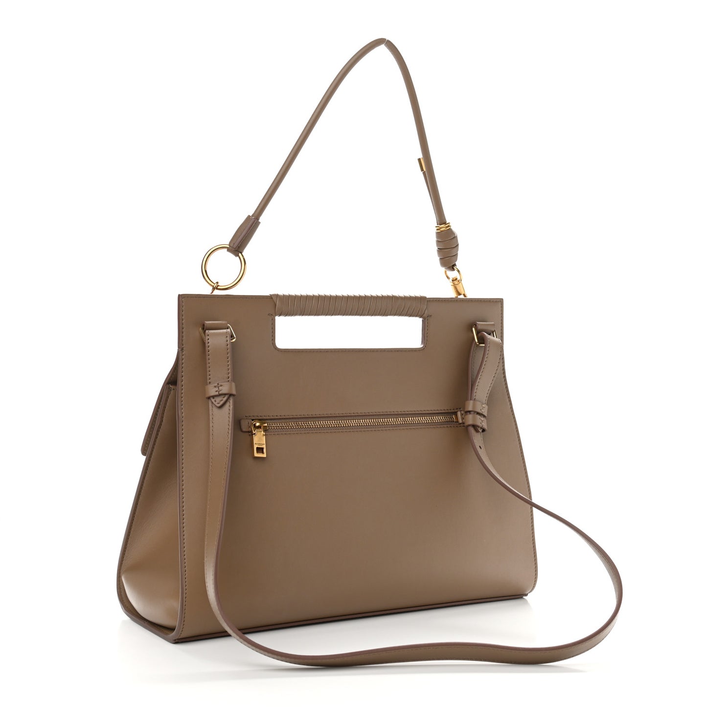 Calfskin Large Whip Top Handle Shoulder Bag Taupe