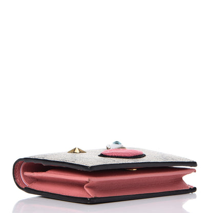 Gucci GG Supreme Monogram Face Embroidered Card Case Wallet Pink 4 of 8