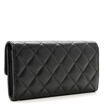 Chanel Caviar Quilted Large Gusset Flap Wallet Black 3 of 9