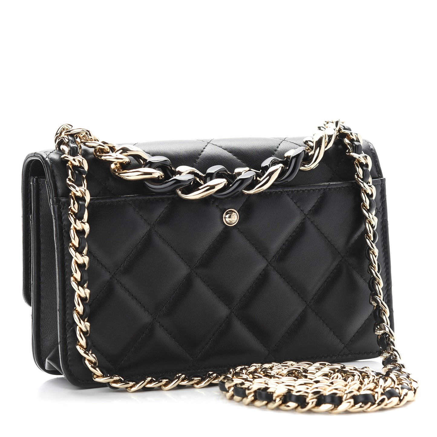 Lambskin Plexi Quilted Wallet On Chain WOC Black