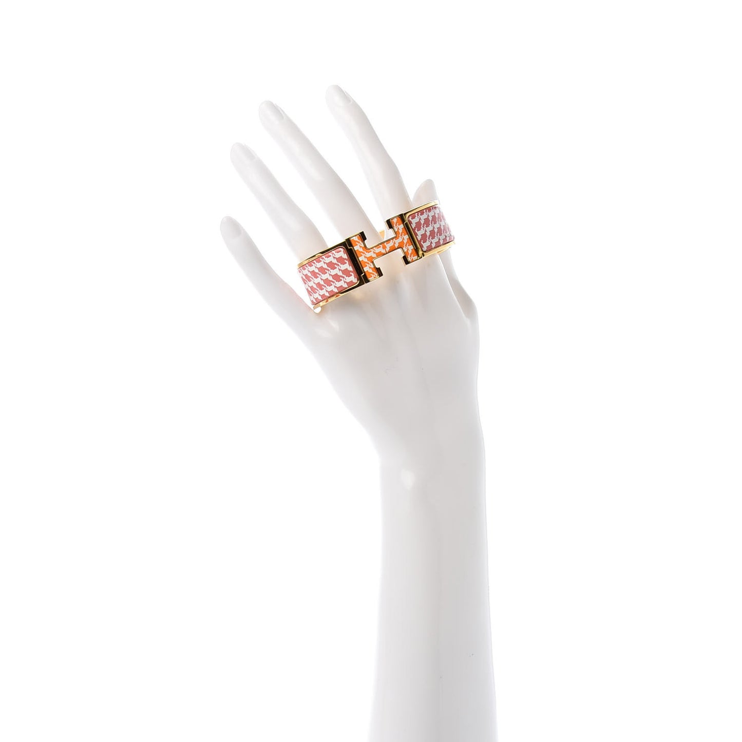 Enamel Cheval Pixel Wide Clic Clac H Bracelet GM Terre Orange